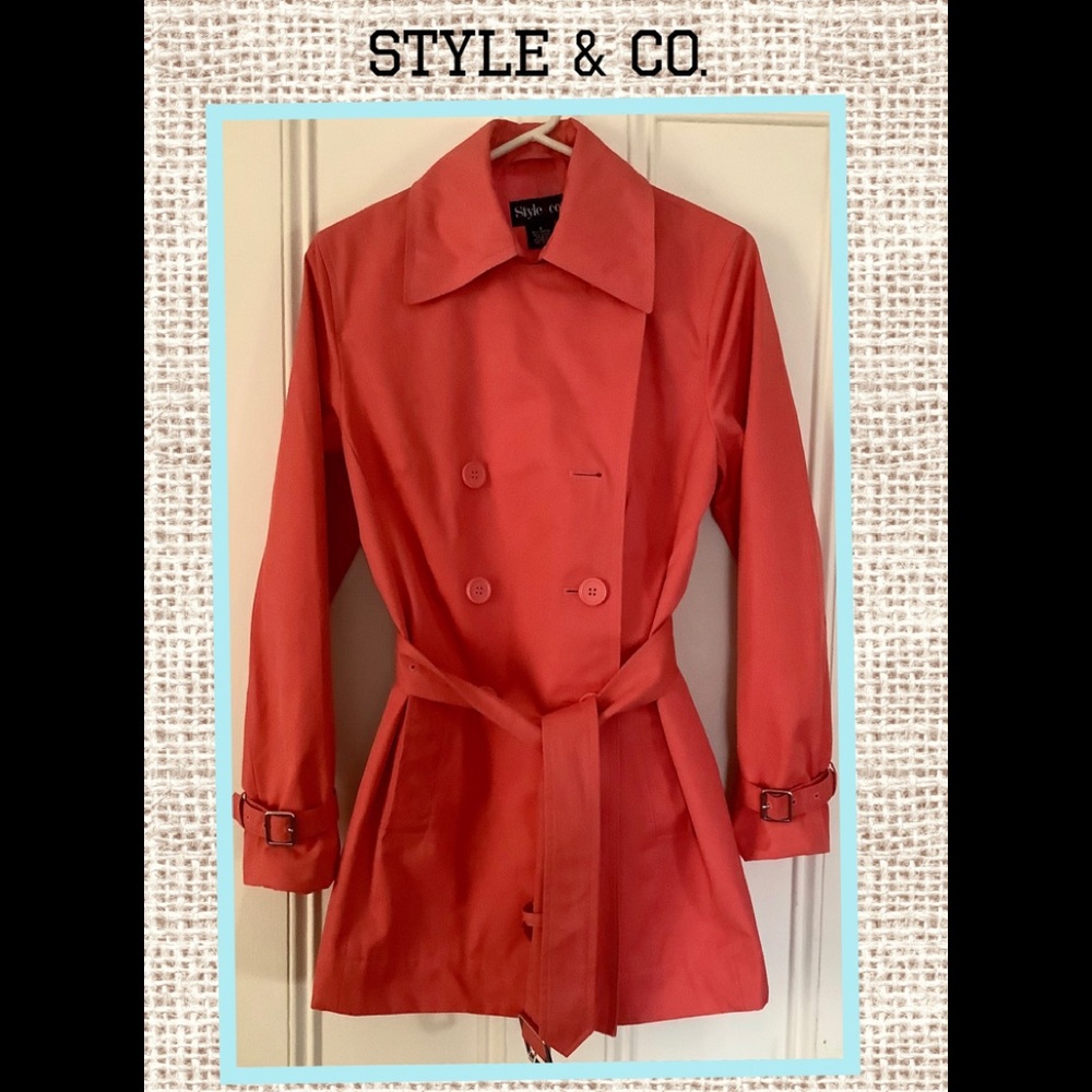 Style & Co. Orange Rain/Weather Coat